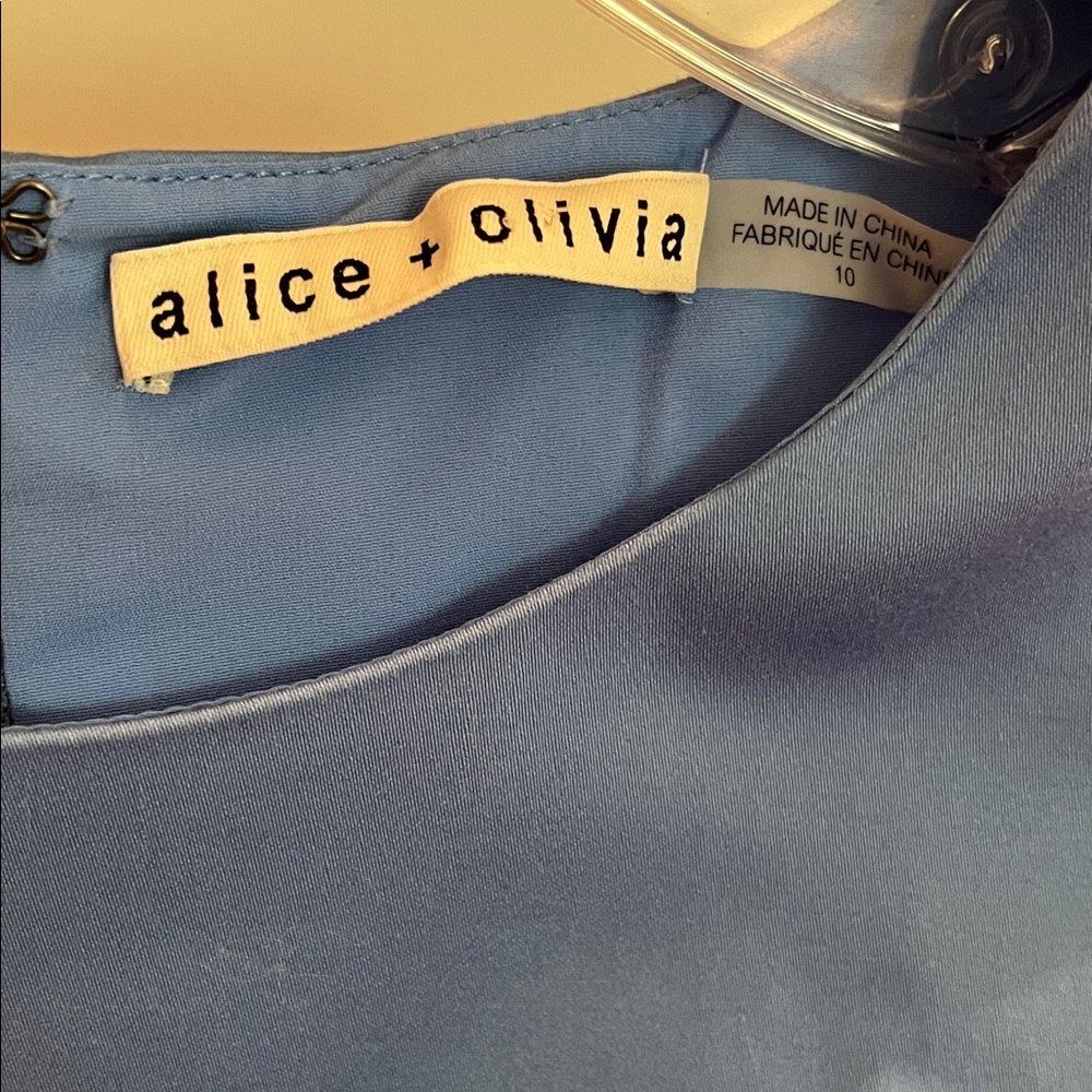 Alice + Olivia Elegant Blue Ruffle Dress with Slightly Puffed Sleeves Size 10 - Picture 2 of 13